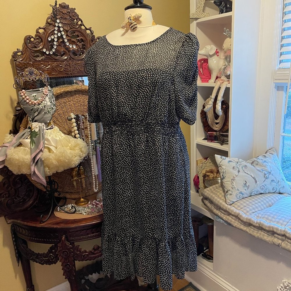 Betsy Johnson NWOT Black Polka Dot Dress 22W